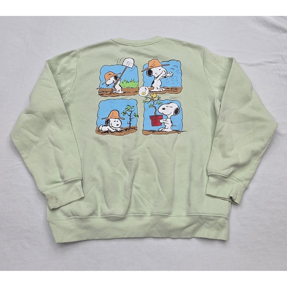 Peanuts Green Crewneck Fleece Snoopy Sweatshirt Size XL - Picture 8 of 9